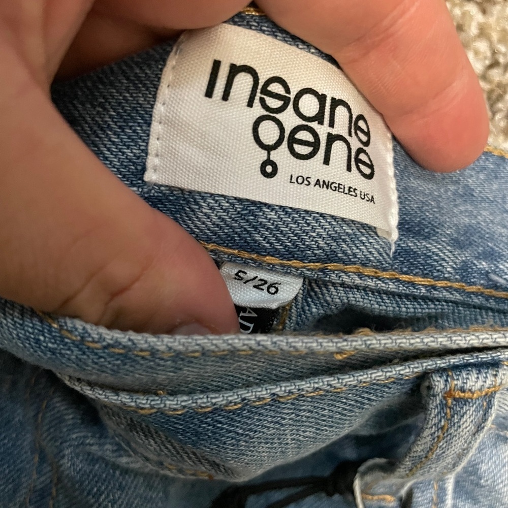 Insane Gene | Asymmetrical Button High-Waisted Distressed Jeans | 5/26 NWT - Picture 4 of 9